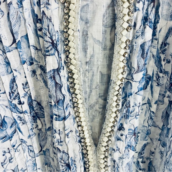 120% Lino Micro Botanical poet blouse